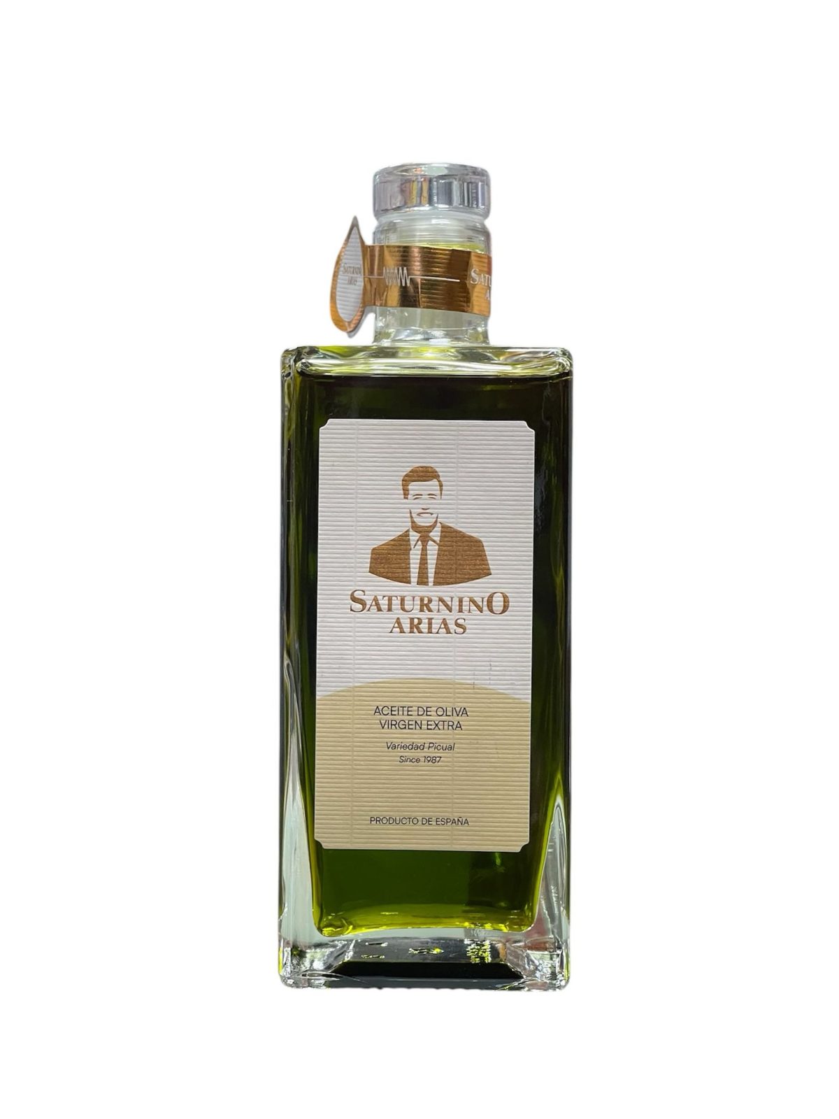 Aceite de Oliva Virgen Extra Picual Saturnino Arias, calidad premium con notas frutadas verdes y amargor equilibrado.